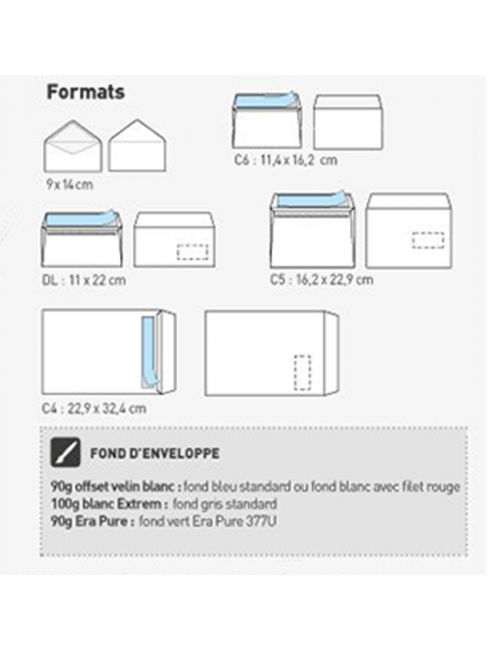 Enevloppe 90 grs 11 x 22 cm (DL) avec fenêtre