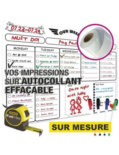 Autocollant imprimé effaçable à sec