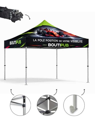 Tente publicitaire pliante 3 x 4,5 m personnalisée